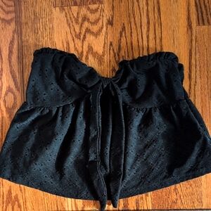 Shein Black Eyelet Strapless Top Shein